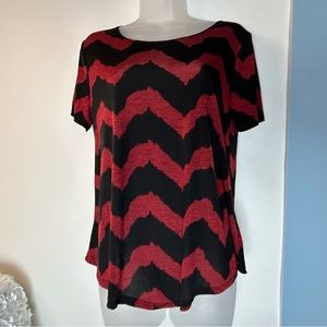 Rue Juju Red Black Chevron Blouse‎ Medium.